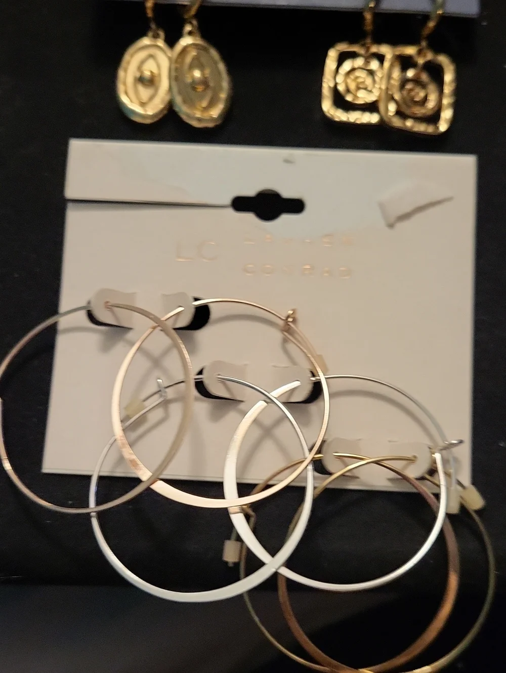 Universal Thread Gold-Tone Oval and Square Dangle Earrings Set NWT